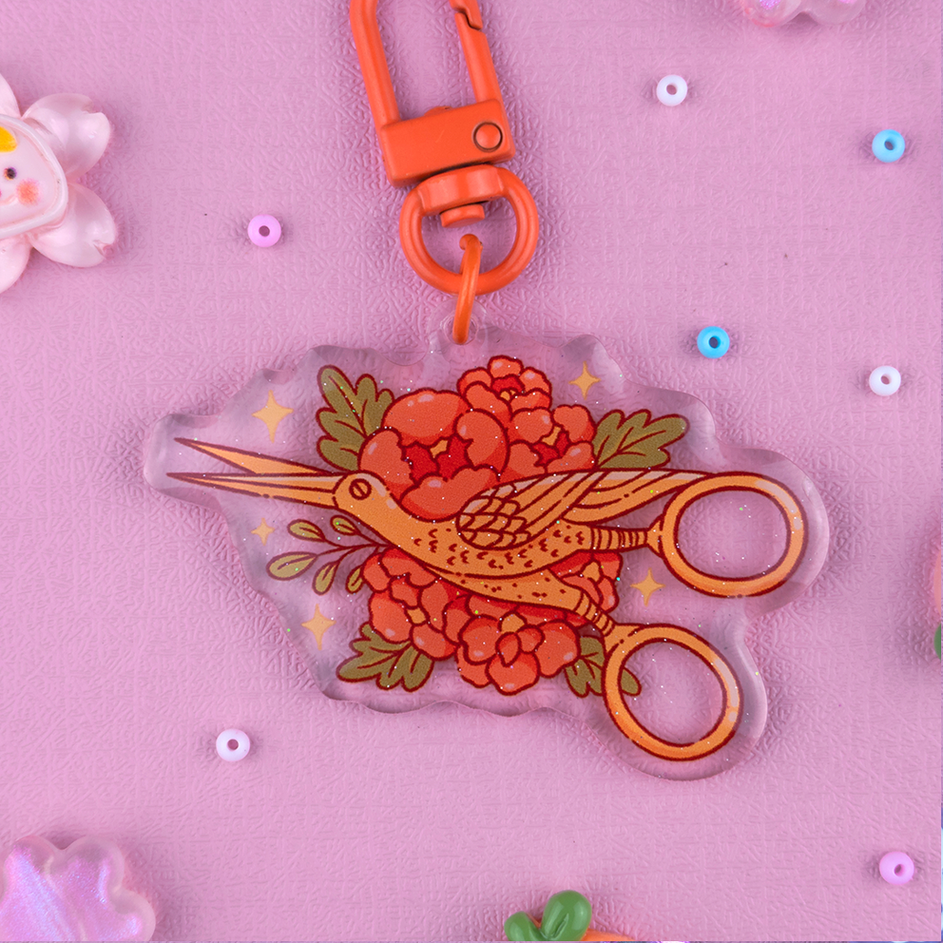 Crane Scissors Acrylic Charm