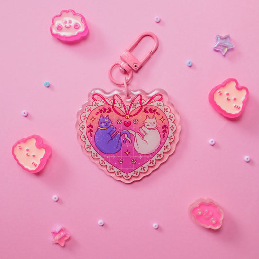 Cats in Love Acrylic Charm